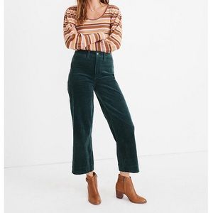 SOLD--MADEWELL SLIM EMMETT WIDE-LEG CORDUROY CROP PANTS | SIZE 24 | GREEN